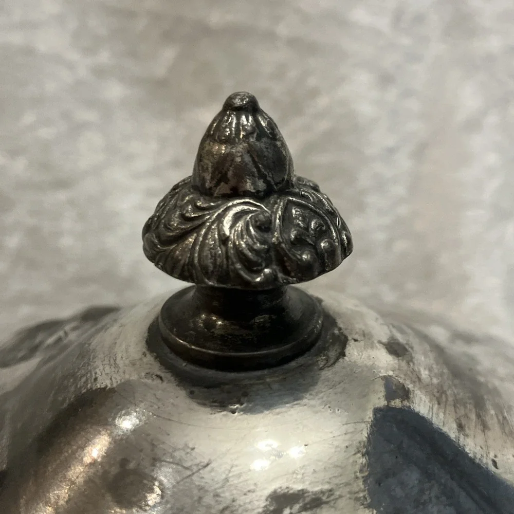 Vintage Webster Silver Plated Butter Dish Cover Handles Raised Etched Rose 645